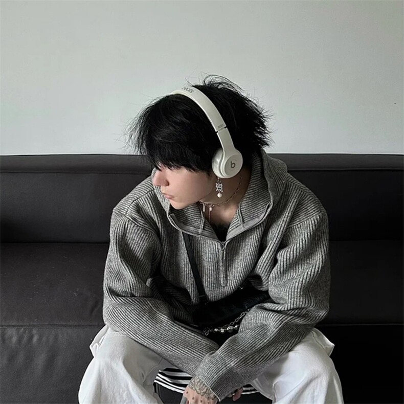 高品质抖音连帽毛衣男宽松套头针织衫m3610-P65,男装针织衫/毛衣,星座1212