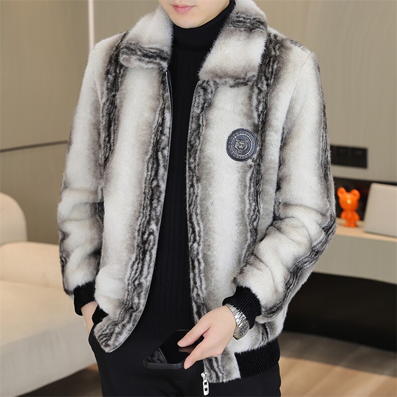 冬季加厚仿水貂绒男士翻领大码毛呢夹克外套X205-P105,男装毛呢大衣,星座310B-3