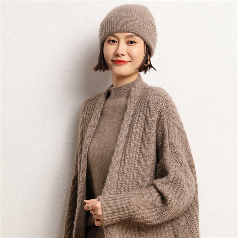 秋冬新款羊绒帽子女毛线针织百搭保暖包头帽,饰品帽子,五色羊羊绒