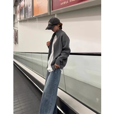 秋冬新款羊毛开衫女宽松休闲高级感韩版拉链毛衣外套针织衫百搭厚，男装针织衫/毛衣，四季星座505