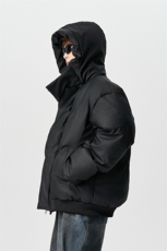 内景冬季保暖PU皮防风面包服男宽松百搭棉衣连帽外套MF00760/P100，男装棉衣，电商B316
