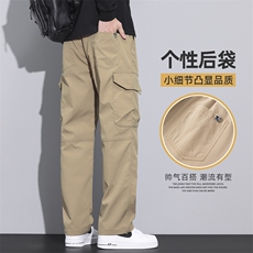 宽松加绒加厚工装裤潮牌直筒阔腿男运动休闲裤Z9810-P50/加绒P55，男装工装外套，星座509