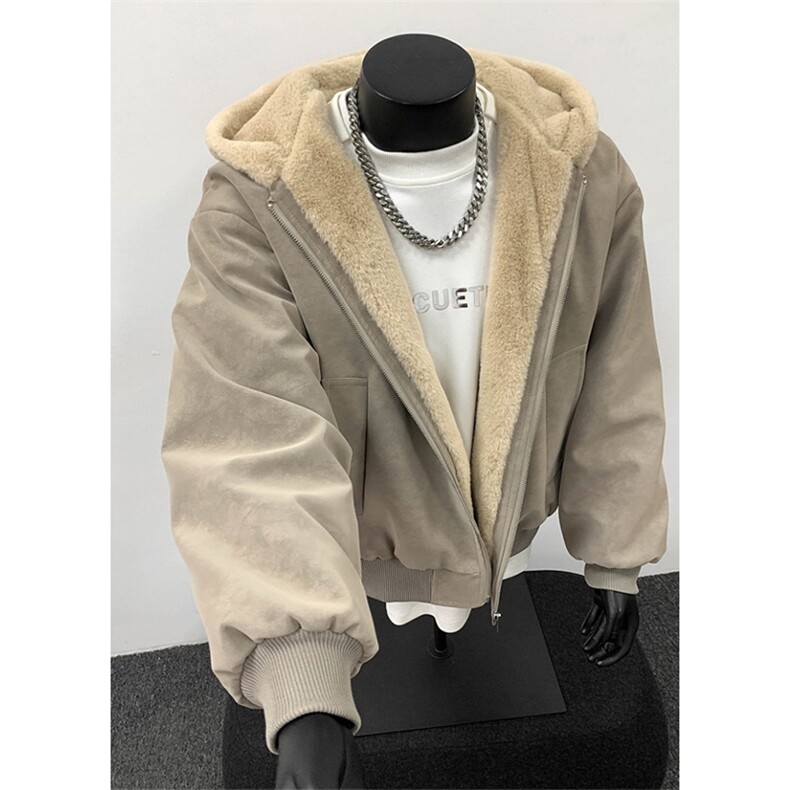 现货高品质美式冬季重磅座山雕大毛毛领pu皮棉衣男女加厚外套,男装皮衣,电商A443