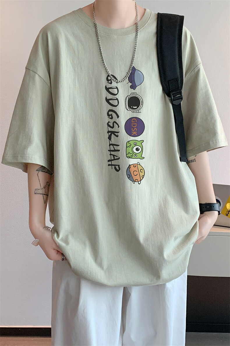 已注册/夏季新款内景宽松落肩短袖T恤男大码体恤打底衫DT9664/P25,男装T恤,电商B316