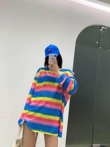 夏彩条长袖防晒，女装，hh