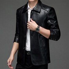 BH901钱塘2020-2中年男士冬季厚款加绒休闲百搭皮衣夹克P195，男装皮衣，钱塘207-2