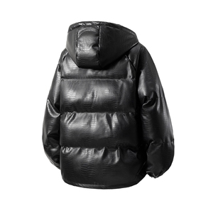 1立体白底连帽鳄鱼纹金属装饰大码M-5XL潮流棉衣MY77744P128控168图片