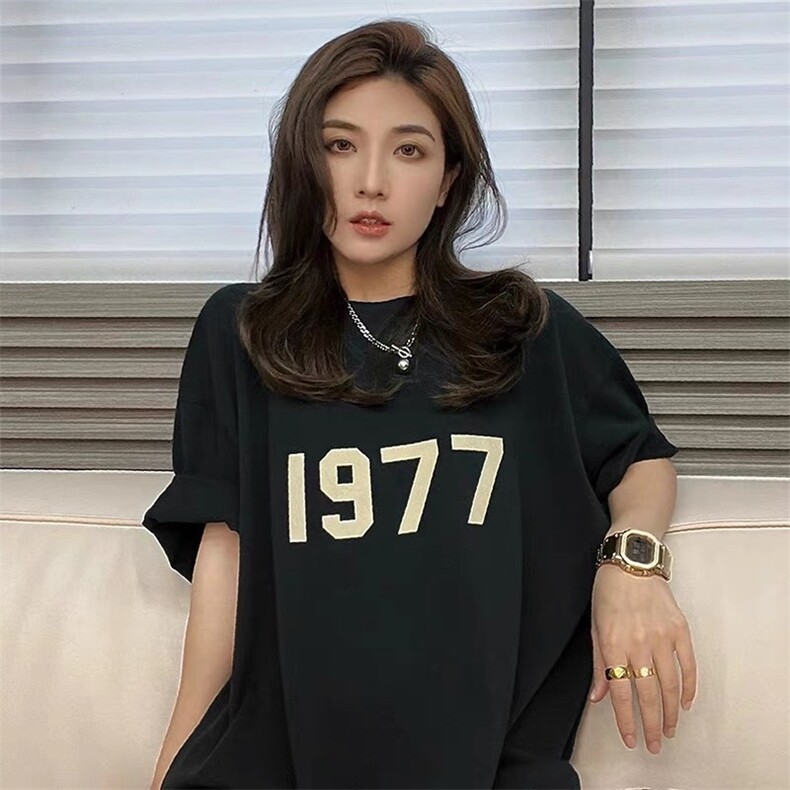 潮纯棉高街1977短袖情侣装T恤男女款半袖上衣W04-P30官图,女装T恤,电商B245