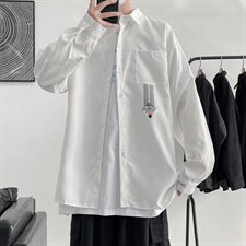男士简约春季新款翻领纯色休闲日系青年衬衣C902P30图片
