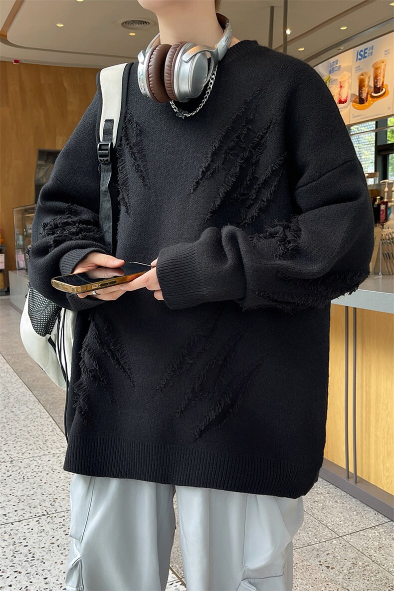 秋冬新款休闲毛衣男长袖抓痕针织衫港风宽松打底衫MY802-特P58,男装针织衫/毛衣,星座210-1