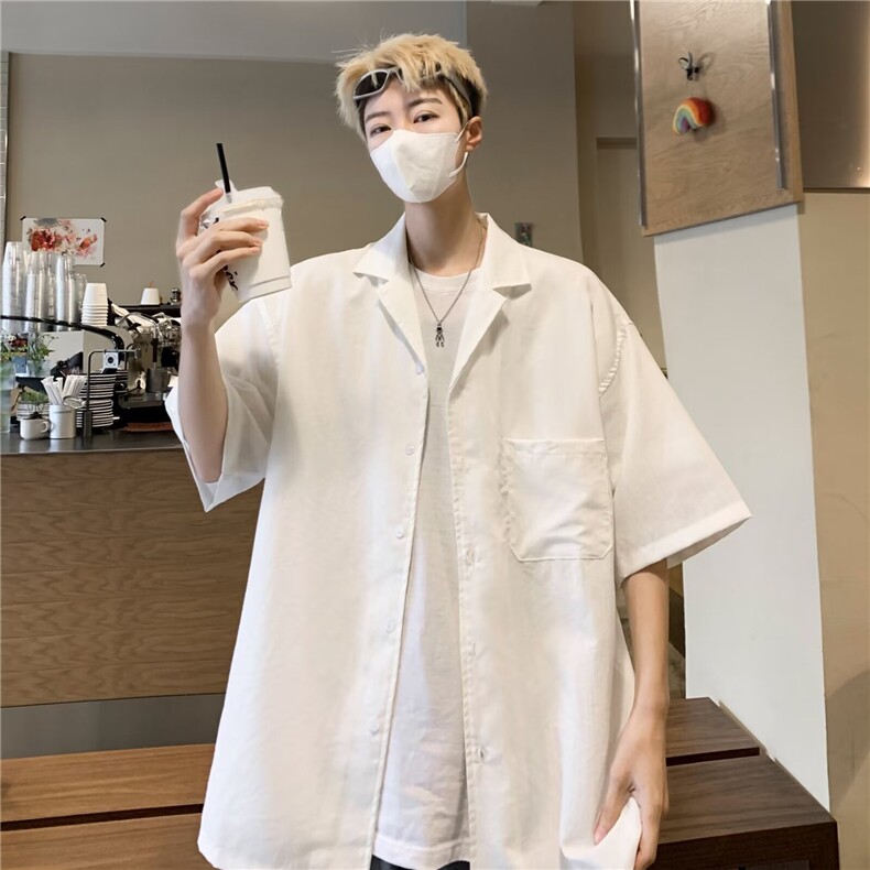 衬衫男短袖韩版潮流痞子帅气百搭宽松2024夏季ins外套CY866-P32,男装衬衫,星座412-3