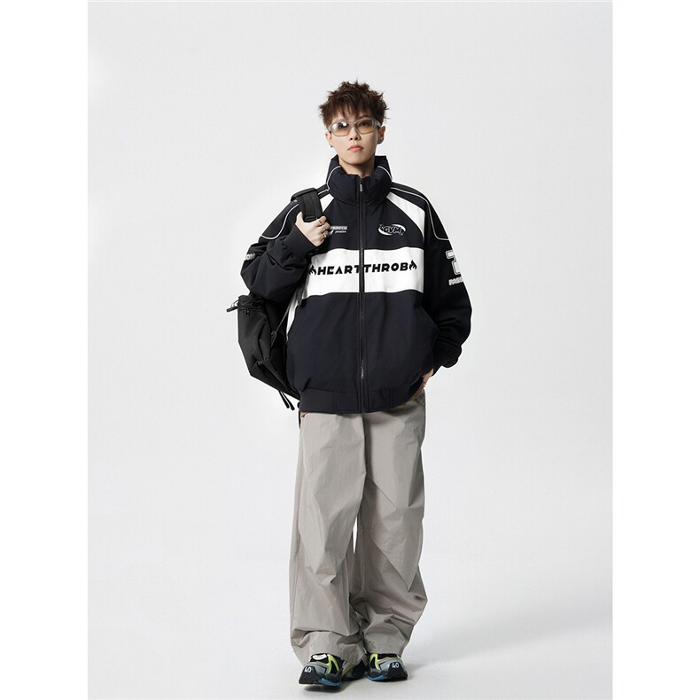 印花机车户外赛车M-5XL大码：涤纶棉衣男白底78179P128控178,男装棉衣,星座227-7