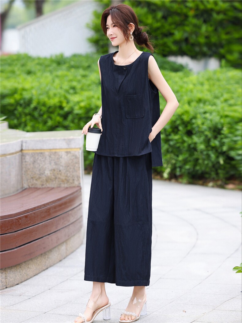 2026年夏季新款女时尚休闲显瘦套装两件套,女装套装/套裙,鑫源服饰