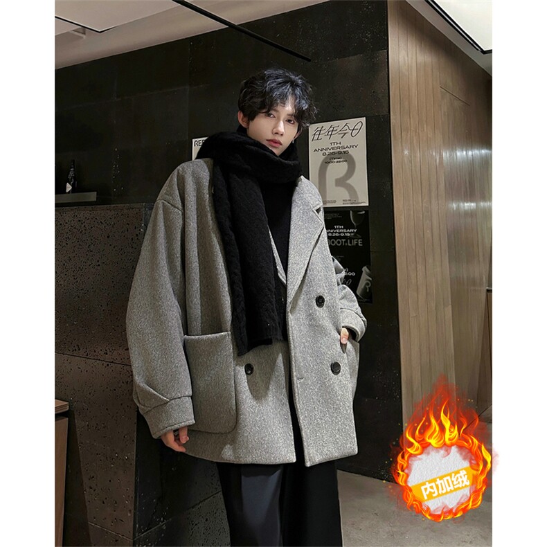 羊驼绒双排扣加绒加厚毛呢大衣504-F57-P90控128（加绒P100控148，男装毛呢大衣，星座504