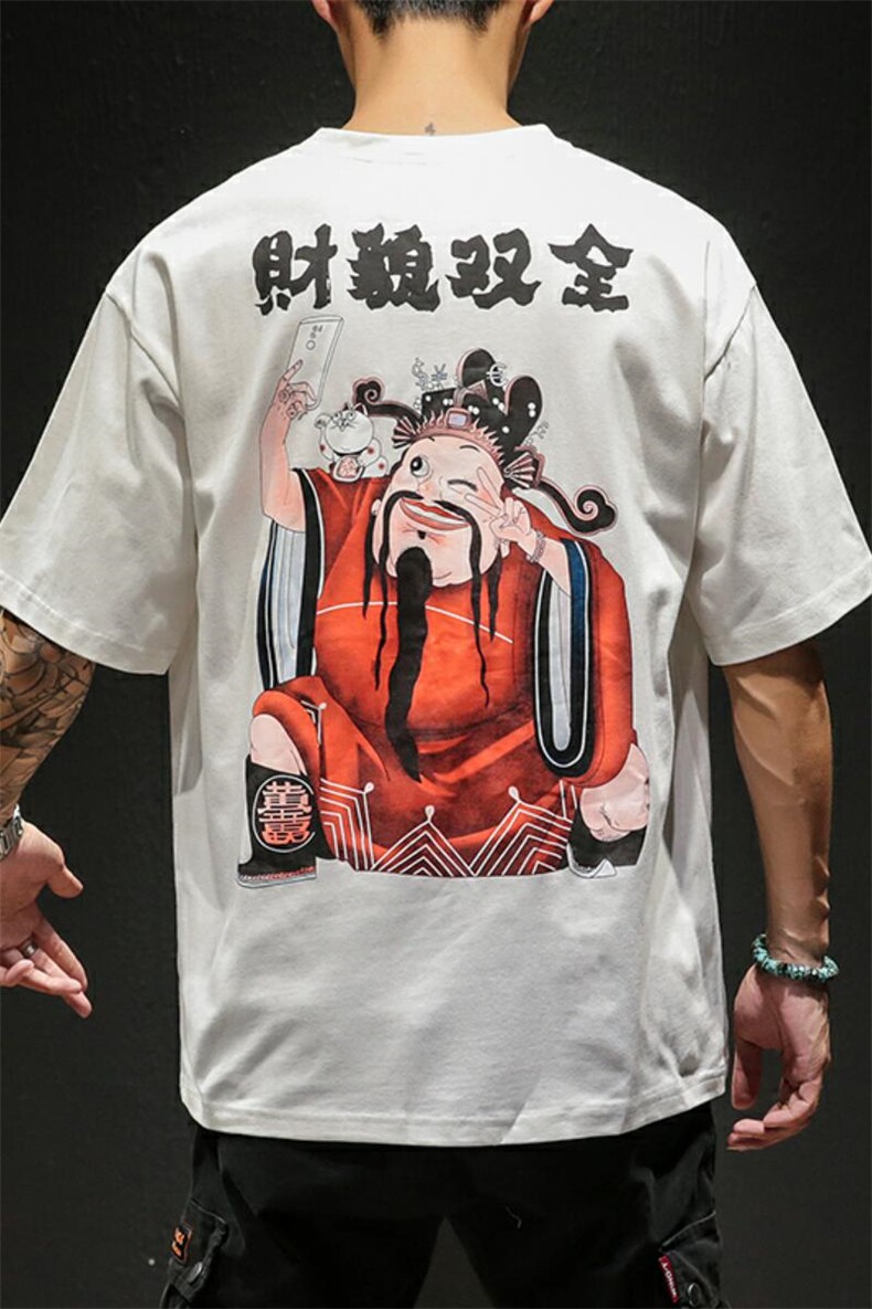 2021春夏新款日系黑墙潮流韩版宽松鲨鱼印花男装T恤T89-P35,男装T恤,电商A009A（原A058A）