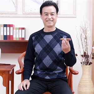 A13P35爸爸打底衫中年男装毛线衫爸爸中老年打底衫男装图片