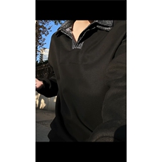 男士春秋卫衣设计款美式长袖打底衫polo衫假两件双领卫衣外套男，男装T恤，电商B319