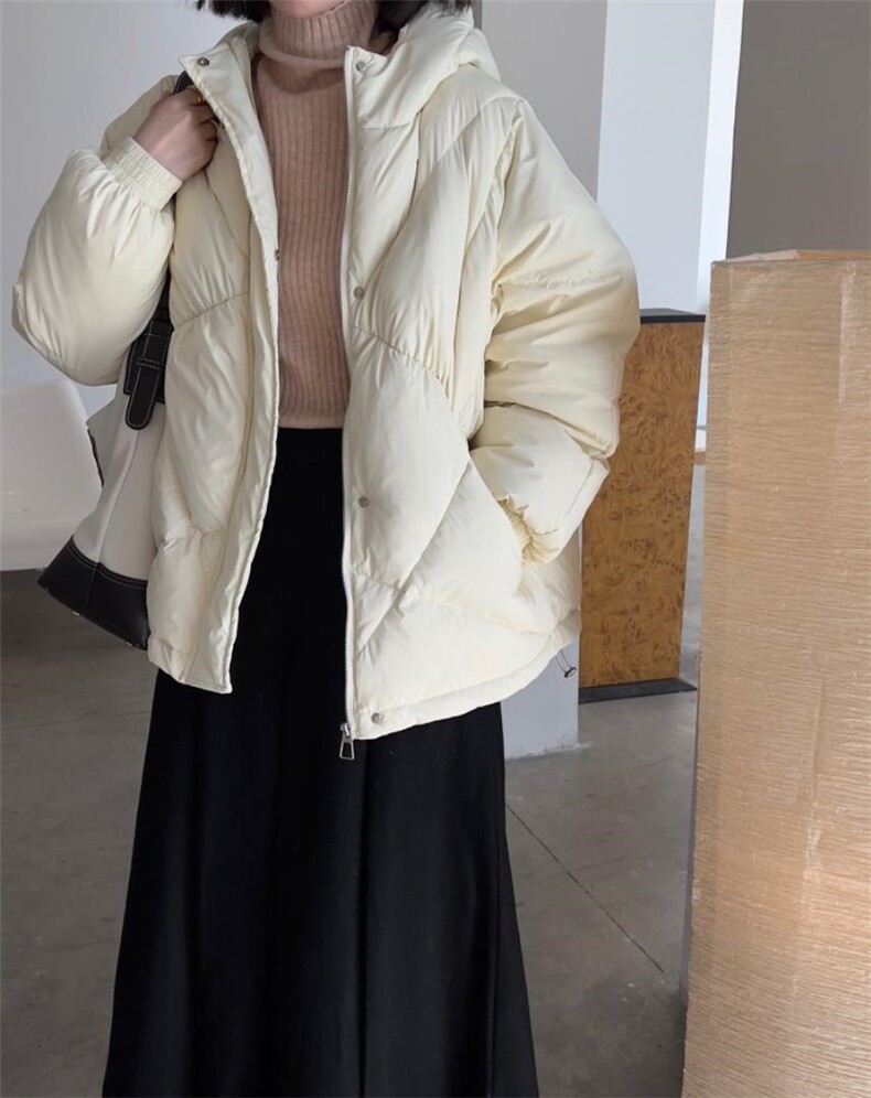 【现货】秋冬新款韩宽松连帽羽绒服达标90白鸭绒,女装羽绒服,OURS