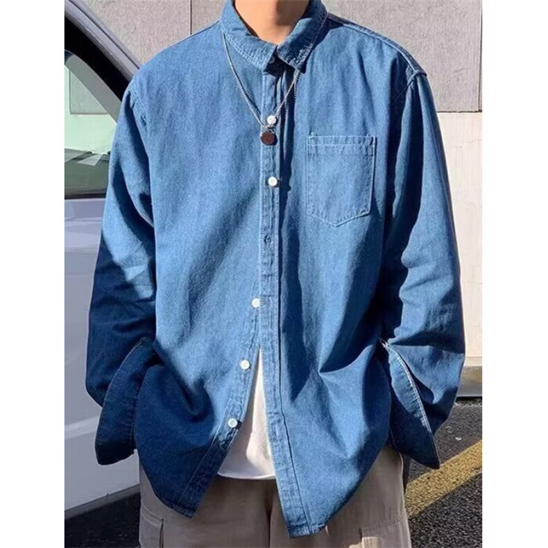 [006]牛仔衬衫男宽松休闲工装衬衣外套多口袋上衣A079-Y006-P39,男装衬衫,电商A079