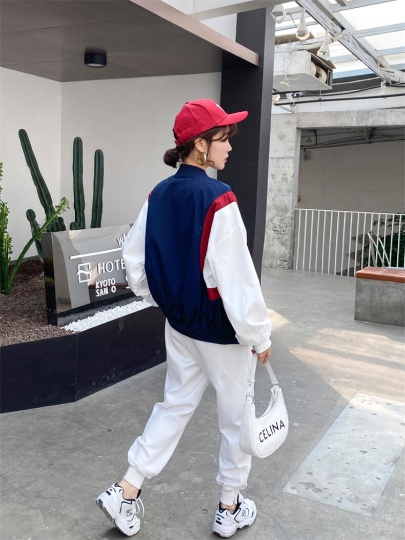 撞色棒球服外套，其它，斐媞梦