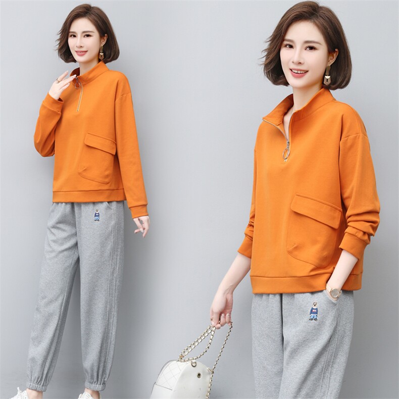 休闲运动女2025春秋新款大码宽松中年妈妈时尚卫衣卫裤，女装卫衣/绒衫，璐依舞