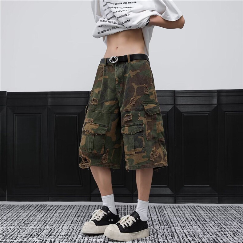 迷彩工装短裤男女韩版潮流大口袋帅气2025夏季ins五分裤K6242-P65,男装牛仔裤,星座412-3