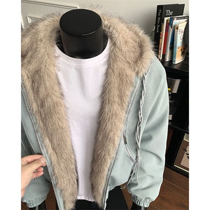 美式复古座山雕连帽棉服加厚保暖夹克宽松外套XZ514-2-25104-P128图片