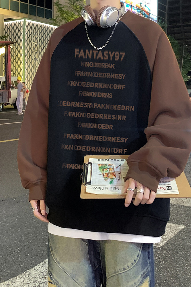 港风新款秋季时尚百搭宽松字母印花潮流卫衣WY614P48控68,男装卫衣,电商A268A