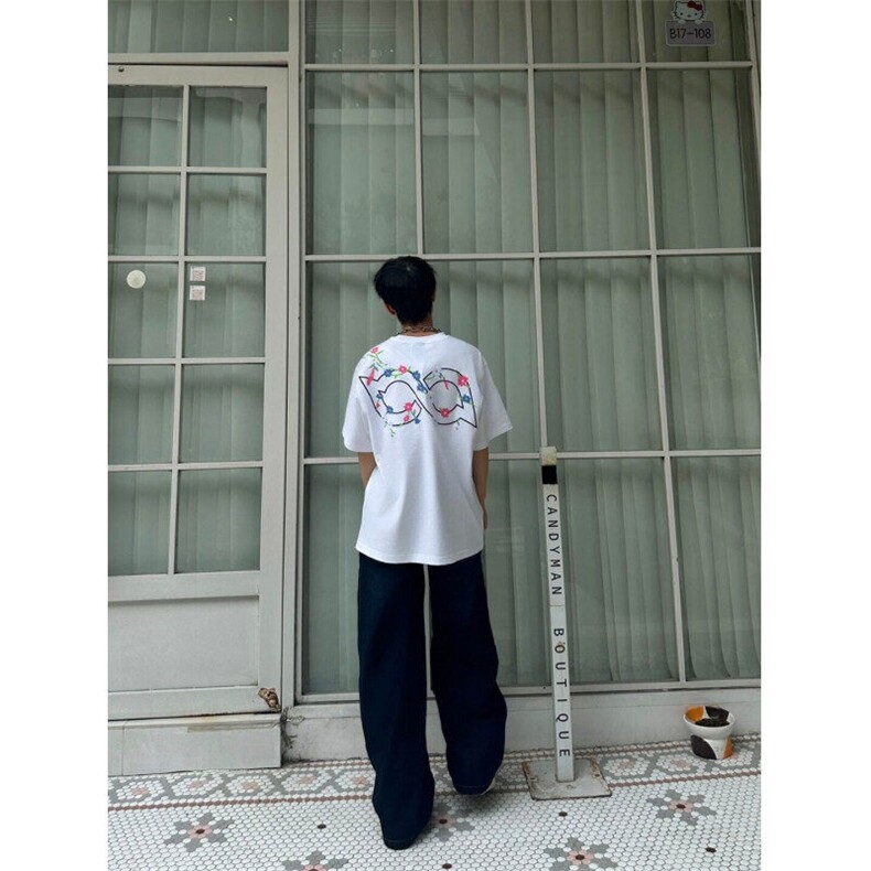 M558-P35藤蔓刺绣嘻哈街头潮流宽松纯棉百搭短袖T恤男女同款,男装T恤,星座617A-1（原B318A）