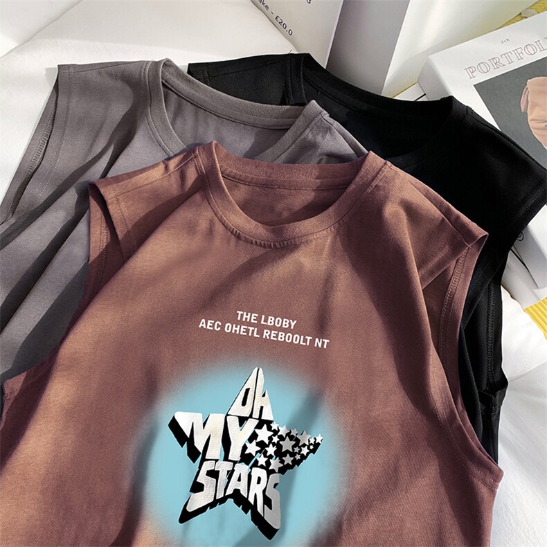 量大优供视频得物直播品质220克夏季纯棉背心无袖T恤WB95,男装T恤,电商A486