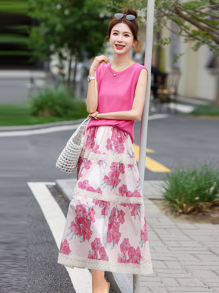 套装裙2025夏新款巨好看的韩系绝美漂亮小香风减龄无袖出游两件套,女装套装/套裙,奕薇雅