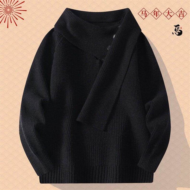 25736-P50圣诞毛衣男款冬季本命年针织衫马年过年穿搭红色打底衫,男装T恤,电商D310B