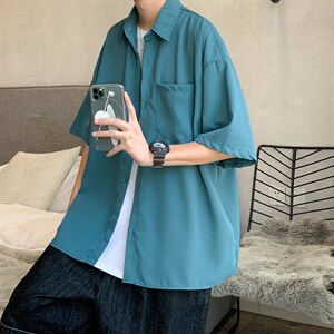短袖衬衫春款男港风潮流弹力C044P33图片