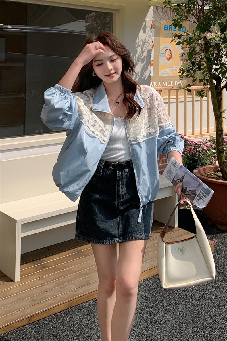 现货--2025年夏季新款拼接蕾丝外套P145K208,女装短外套,浪娴服饰