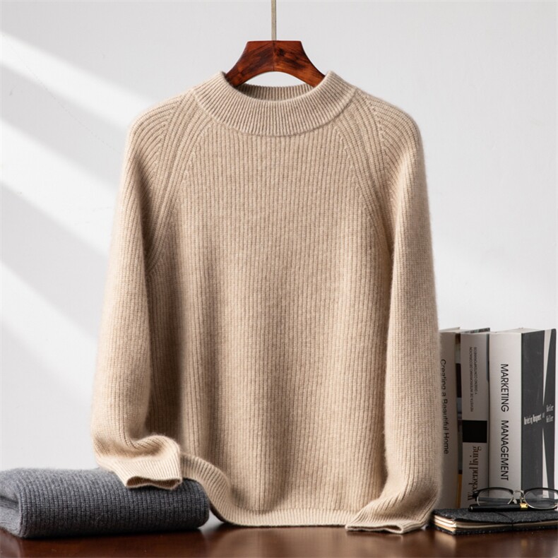 2025年秋季新款百搭半高双股元宝针羊绒衫，男装羊绒套衫，台绒羊绒