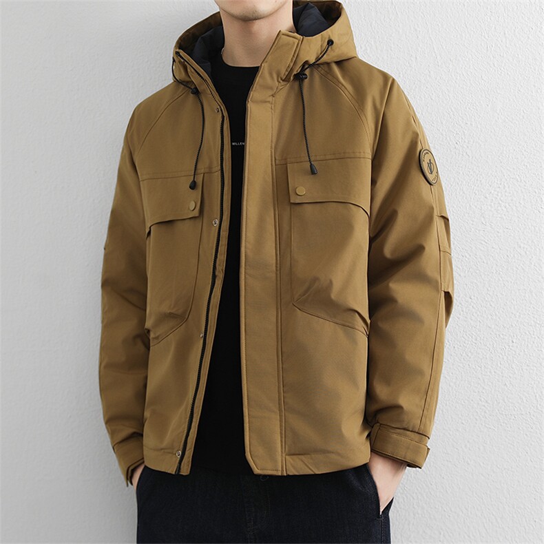冬季御寒服男士新款冲锋衣棉服保暖潮流口袋棉衣防风连帽外套,男装夹克,星座914
