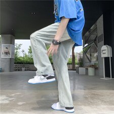 2025新款美式潮牌高街复古黄泥土宽松直筒百搭拼接牛仔裤男，男装牛仔裤，电商D325