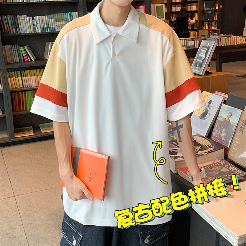 2023夏季新款短袖男潮流港风polo衫百搭半袖zdp2301-P40控58,男装Polo衫,星座717