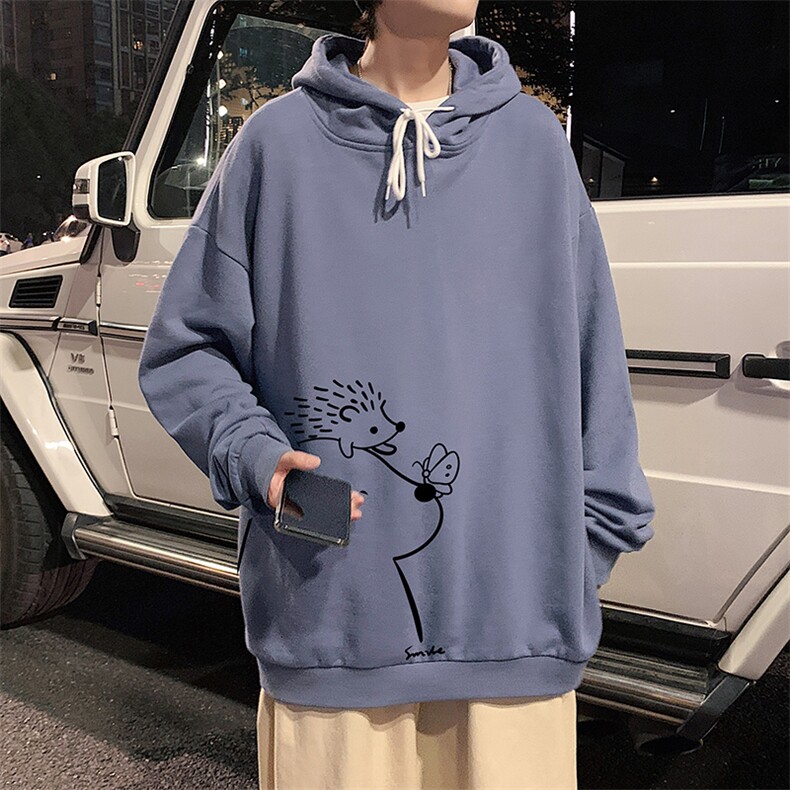 WY2166-P35加绒款-P40纯棉连帽卫衣男大码运动帽衫宽松薄外套男,男装卫衣,电商A040