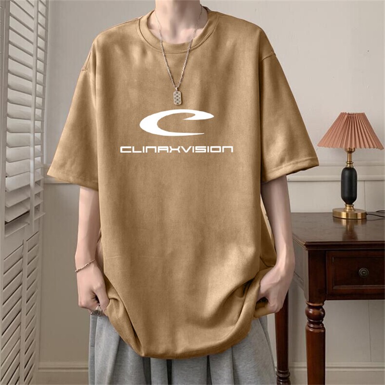 可设48小时发货支持抖音得物来样二开240克重磅美式麂皮绒短袖t恤，男装T恤，电商A486