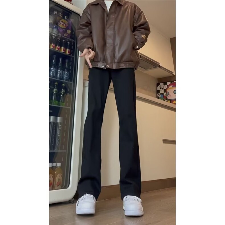 水洗做旧复古牛仔裤男美式高街vibe直筒微喇长裤子痞帅Z724P32,男装牛仔裤,星座1112-1