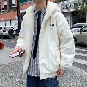 双面穿棉衣男潮ins连帽羊羔绒棉服外套秋冬季MF401-P77图片