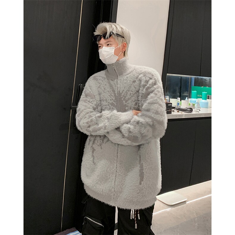 高街开衫蝴蝶毛衣男女慵懒风高领毛衣针织外套毛衣线衣YM052-P65,男装针织衫/毛衣,星座302B