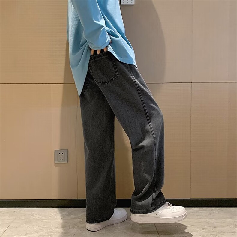 直筒宽松牛仔裤男潮牌ins高街百搭休闲阔腿港风拖地长裤N001-P36,男装牛仔裤,星座1008-1