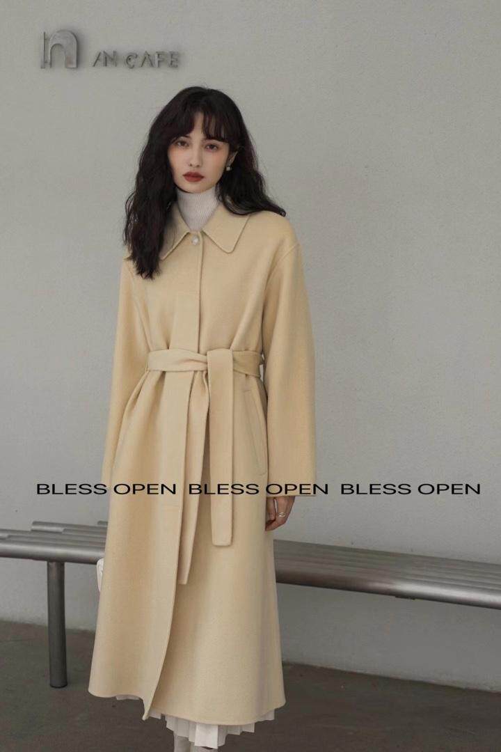 冬季新款澳毛腰带款羊绒大衣，其它，BLESS OPEN