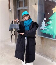 韩东大门同款腰带长款羽绒服，女装羽绒服，12PJL