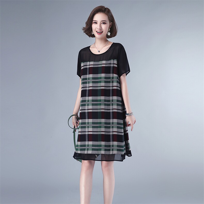 2021夏款新款拼接大码女装连衣裙251款，女装连衣裙，秋牧寒烟