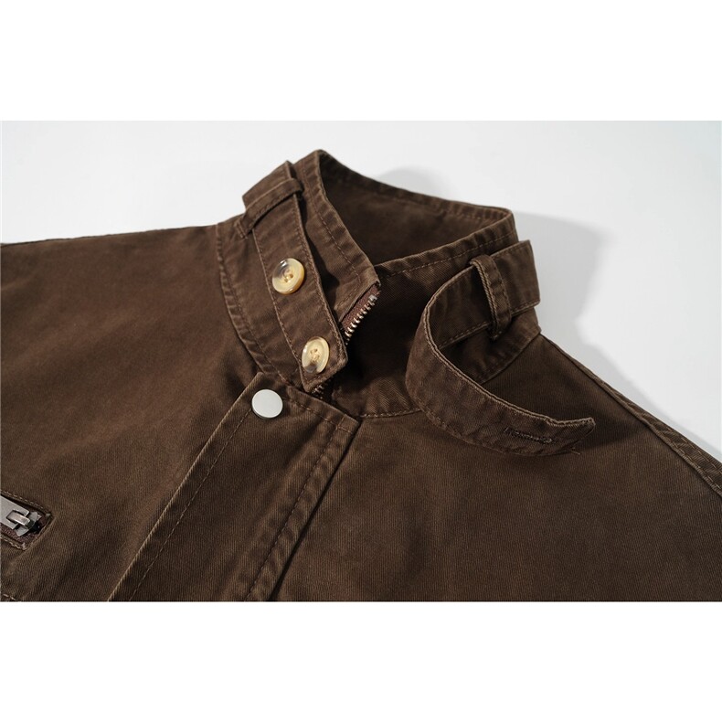 美式巴恩风立领工装夹克男女秋季覆古百搭潮外套vibe宽松休闲,男装夹克,星座302B-2