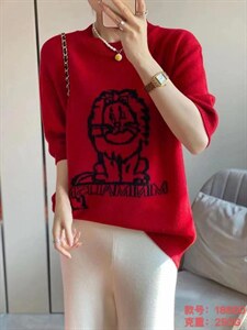 新款 洋气花高领休闲宽松时尚百搭慵懒风糖果色针织全羊毛图片