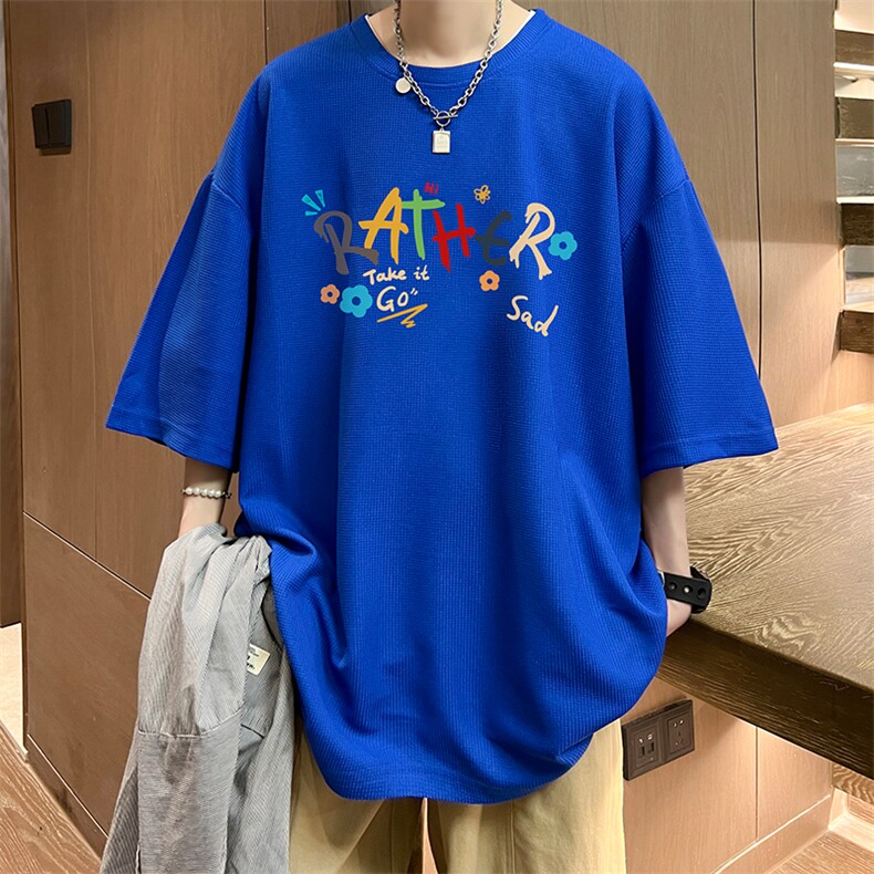 华夫格t恤男短袖男大码五分袖酒店风HT73301-P22,男装T恤,电商A040